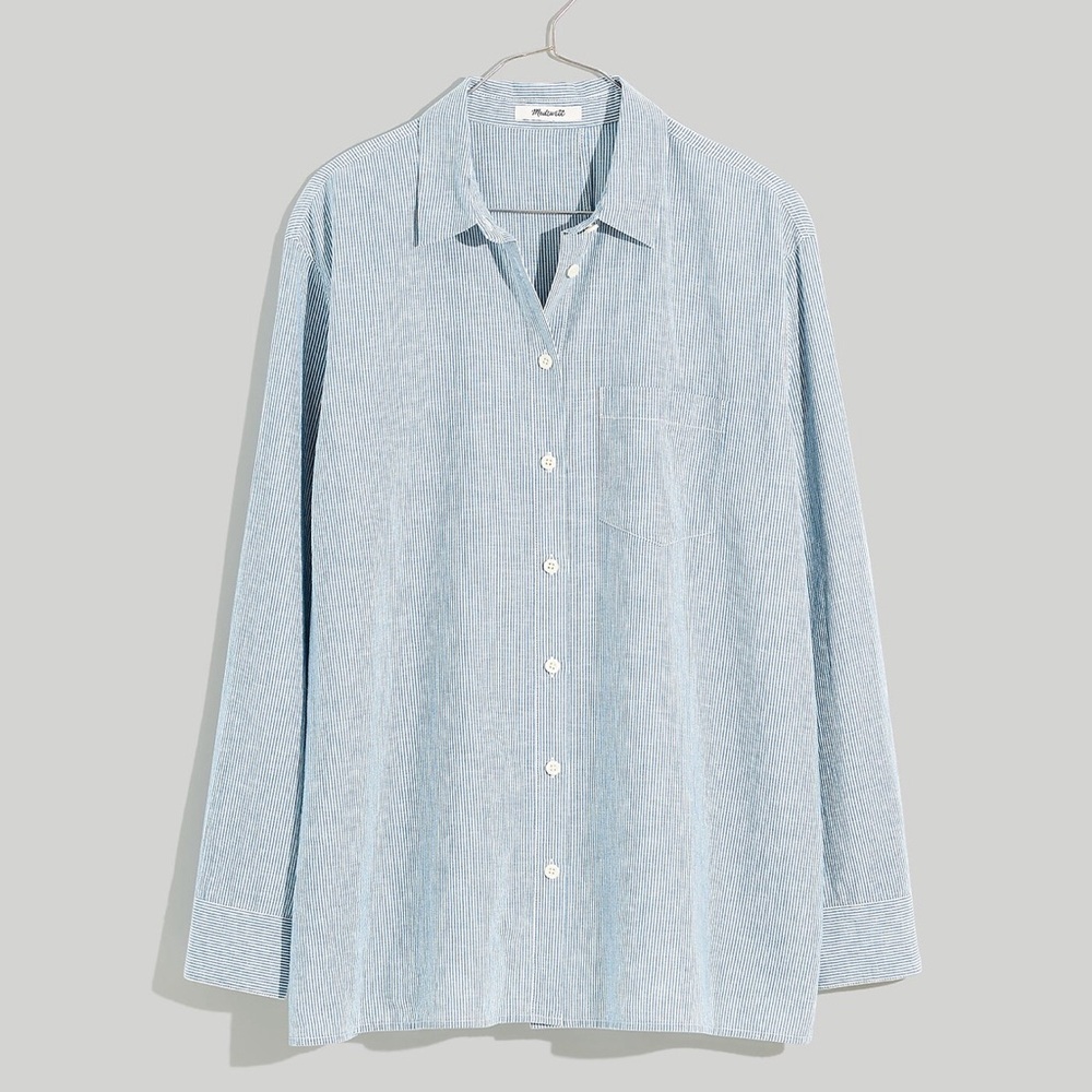 Madewell Oversized Ex-Boyfriend Tulip-Back Shirt in Stripe - Medium